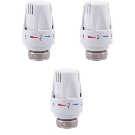 Set de 3 capete de termostat Molbory, pentru filet M30 x 1, 5, pentru radiator, alb