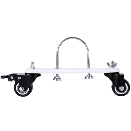 Set 2 roti cu cadru suport pentru radiator electric Tovbmup, otel/plastic, cu frana, negru si alb, 10x6.5cm