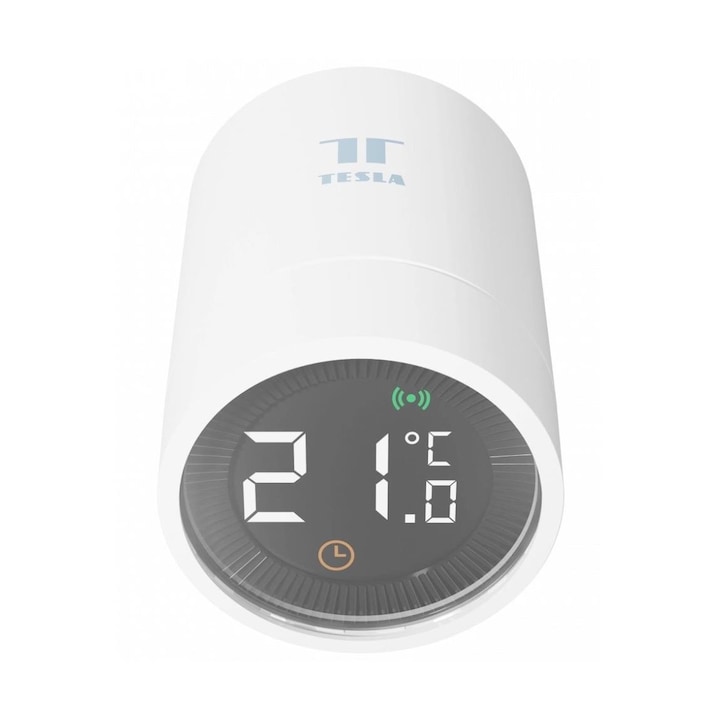 Cap termostatic inteligent fara fir cu afisaj LCD, Tesla, Plastic, Alb