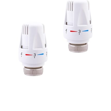 Set de 2 capete termostatice Kromini, 30 x 1.5 mm, supapa pentru radiator cu setare zero, functii de ajustare, alb