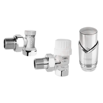 Set robineti radiator coltari Ferro, 1/2" tur termostatic, retur, cap termostat GT31