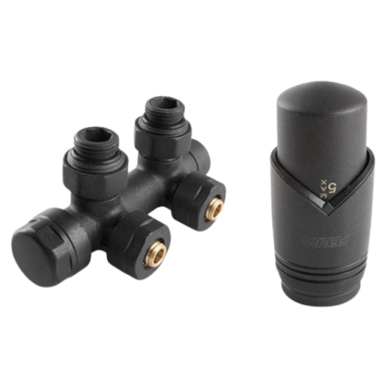Set Robinet Dublu Integrat Ferro, Termostatic, Antracit