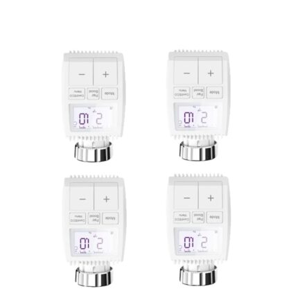 Set 4 Termostate Radiator Programabile, Control Temperatura, Ecran LCD, Conectivitate ZigBee, Compatibil Alexa si Google Assistant, 5-30°C
