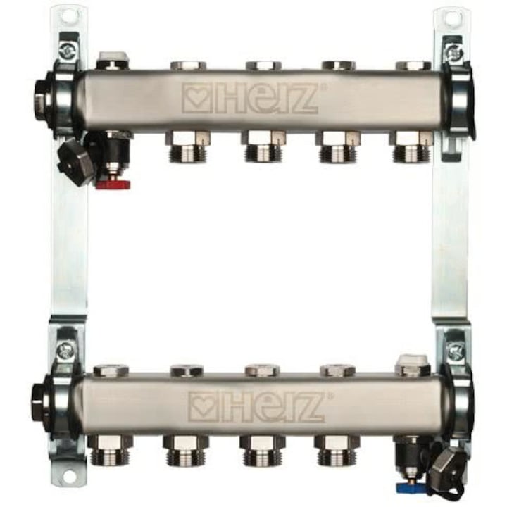 Distribuitor incalzire pardoseala, Herz, Inox, 8 puncte
