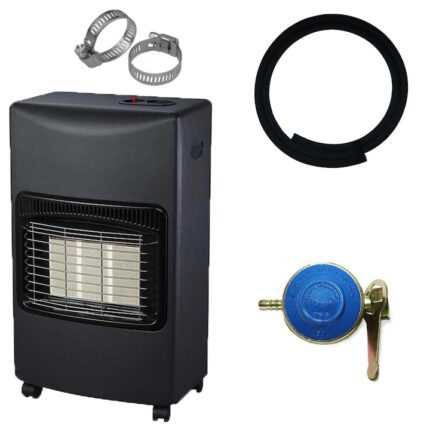 Pachet - Soba pe gaz Neagra, arzator cu ardere completa + regulator gaz + 1m furtun gaz +2 x coliere furtun gaz