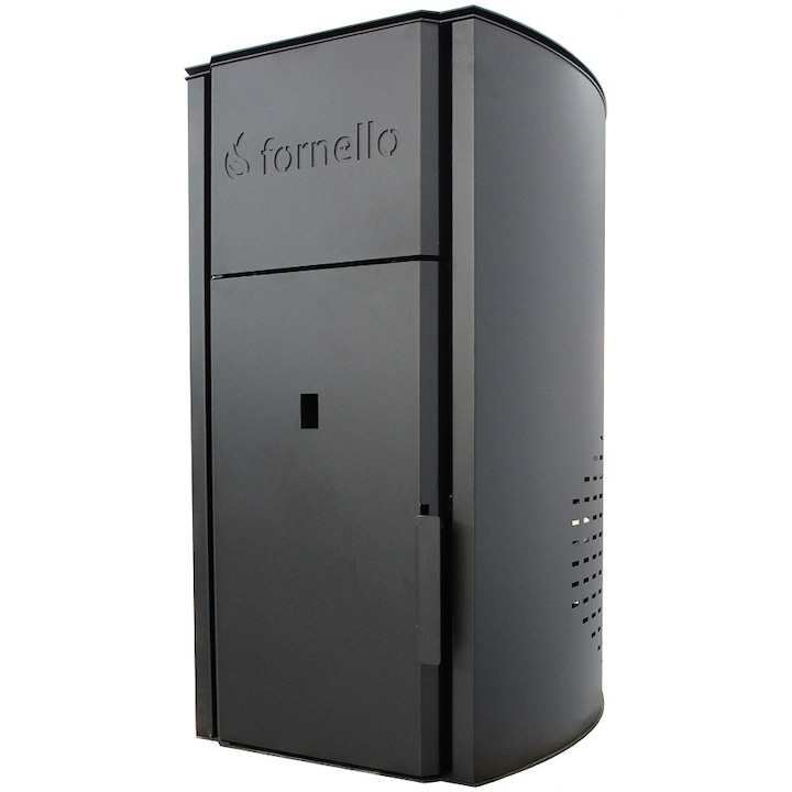 Centrala pe peleti Fornello Royal B 25 KW, pompa circulatie, vas expansiune, telecomanda, buncar tiraj fortat, recomandat pentru 160 mp, Negru