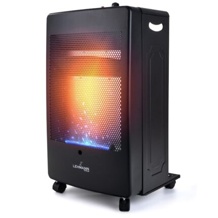 Soba pe gaz GPL Lehmann Valencia, aprindere piezo-electrica, 3800W, 195/275g/h, roti, 730 x 420 x 370 mm, Negru