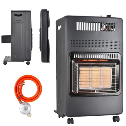 Soba pe gaz GPL Lehmann Leon, aprindere piezo-electrica, 4200W, 110/200/305 g/h, roti, 450x420x730 mm, Negru