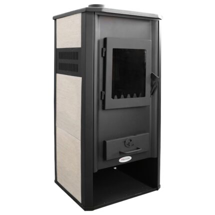 Termosemineu pe lemne, brichete si carbune Fornello Roma E , Ivory, 22 kW, 49x45x103 cm