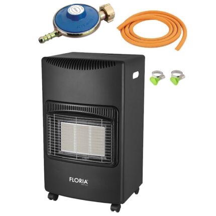 Pachet - Soba pe gaz GPL (butelie), arzator cu ardere completa + ceas butelie + 1m furtun gaz +2 x coliere furtun, Negru