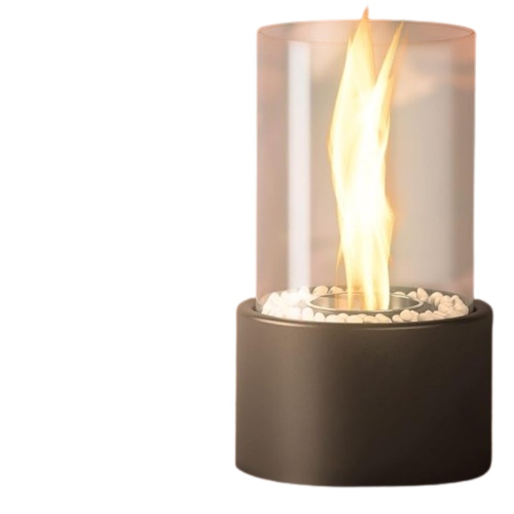 Semineu de masa, otel inoxidabil, bioetanol, negru, Jago®