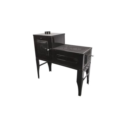 Soba, Tip Cizma L, Lemne Carbune, Spor Plita Cuptor Ler, Masina Gatit, Neagra, Bucatarie 7kW, Evacuare STANGA