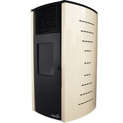 Semineu (soba) pe peleti cu tiraj fortat Fornello Stela 10 KW, include ventilator aer cald, aprindere electrica, telecomanda, recomandat pentru 100 mp