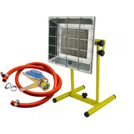 Soba cu arzator mare cu suport Wertcraft, 3500 W, 220 g/h, Invelis din tabla galvanizata, furtun gaz 2m, ceas butelie si 2 coliere