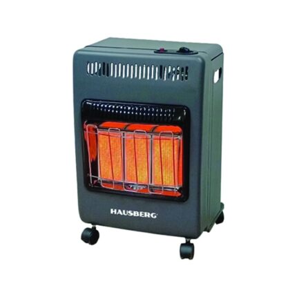 Mini Soba pe gaz GPL Hausberg HB-1023NG, aprindere piezo-electrica, 3 placi de incalzire ceramic putere totala 4.2kW, sistem de oprire automata a gazului, Negru