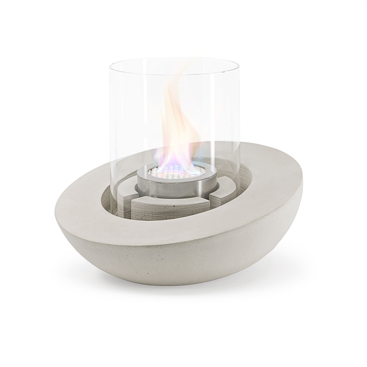 Biosemineu Miata AS pentru decorul mesei, Interior/Exterior, Semineu de lux cu bioetanol din beton vibrat