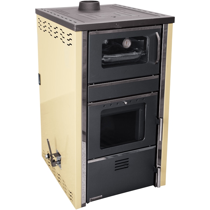 Termosemineu pe lemne, carbune si bricheti Fornello Avanos, 32 KW, cu plita si cuptor pentru gatit, echipat cu pompa de circulare, 114.6x74.5x65 cm