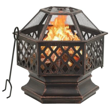 Semineu rustic 62x54x56 cm, Negru si maro