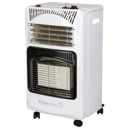 Soba pe gaz GPL (butelie) si electric Hausberg HB-1020AB, aprindere piezo-electrica, 4.2 kW, Alb