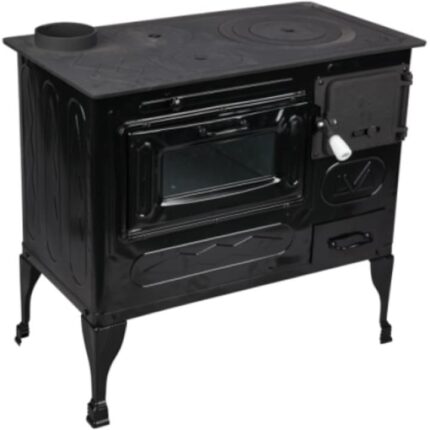 Soba de gatit Tip A 6 kw, 130 mm, 80x44x75 cm, negru, email, cos stanga