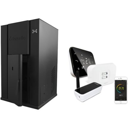 Centrala pe peleti Fornello Pellet King 35 KW WI FI, pompa, vas expansiune, tiraj fortat, buncar 80 l, aprindere automata , telecomanda, recomandat pentru 250 mp, modul pentru comanda prin smartphone, pornire de la distanta