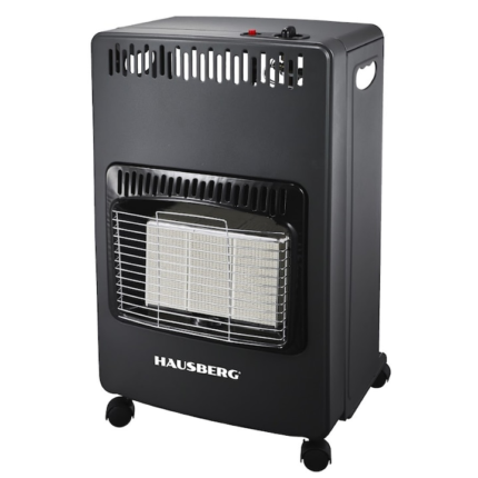 Soba pe gaz GPL Hausberg HB-1021NG, aprindere piezo-electrica, 3 placi de incalzire ceramic putere totala 4.2 kW, sistem de oprire automata a gazului, Negru