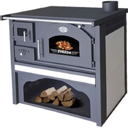 Soba de gatit pe lemne Zvezda Classic GFS Ceramic, 5.9 KW, din otel, cu camera de ardere samotata, dimensiuni cuptor 245x415x440