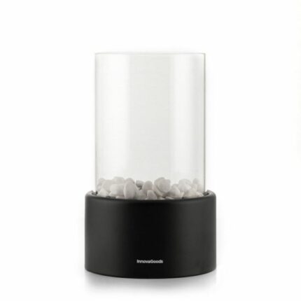Semineu decorativ portabil, InnovaGoods, cu piatra decorativa alba, pe bio-etanol
