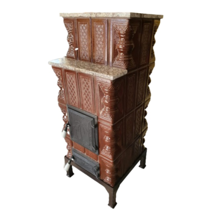 Soba teracota mobila, Gospodarul, turn 4 randuri, maro/crem, 110 cm x 46 cm x 46 cm