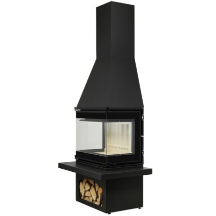 Semineu metalic A-CAMINETTI MEDITERANEAN C65, freestanding, pe lemn, putere maxima 12 kW, randament 80%, negru
