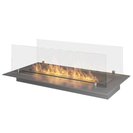 Semineu / Arzator Infire Insert 600 Glass, Incastrabil, cu Bioetanol, 60x5x32 cm, Otel, Argintiu