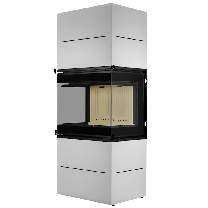 Semineu metalic A-CAMINETTI SCANDINAVIAN 65WH, freestanding, pe lemn, putere maxima 12 kW, randament 80%, alb