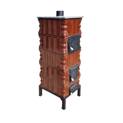 Soba teracota, Gospodarul, turn 5 randuri, cuptor, maro, 150 cm x 57 cm x 46 cm