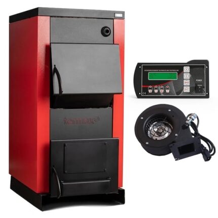 Pachet Cazan pe lemn Termax 40 kW, cu ardere standard, volum manta apa 120 litri, Ventilator si Automatizare