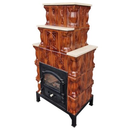 Semineu teracota, Gospodarul, 5 randuri, usa sticla mare, diamant savana, 140 cm x 67 cm x 46 cm