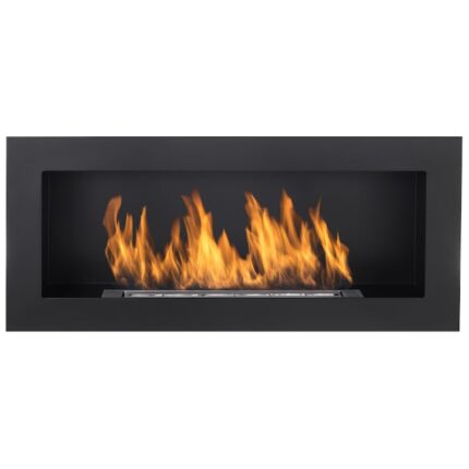 Bio Semineu cu biocombustibil Nice-House 900x400mm. Biosemineu cu bioetanol 900 mm negru fara sticla pentru a fi inglobat in perete sau de agatat pe perete