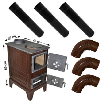 Pachet - Godin/Soba pe lemne + 3 x Cot Q130mm + 3 x Burlane 70cmx130mm