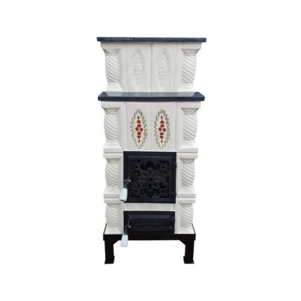 Soba mobila teracota alba turn 4 randuri placa pictata manual unicat