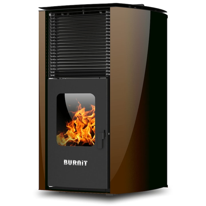 Centrala termosemineu pe peleti Burnit Advant V2 Coffee Brown 25 kw, echipata cu pompa de circulatie, vas de expansiune, automatizare, suprafata pana la 160 metri patrati