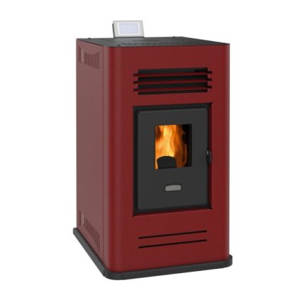 Semineu peleti, aer cald, 5 kW, Prity P-L-M, incalzire 40 mp, culoare Bordo