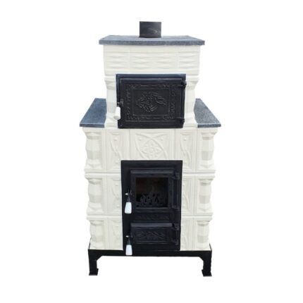 Semineu mobil teracota, Gospodarul, 4 randuri, serie mica, cuptor si cornisa, usa sticla mare, diamant alb, 130 cm x 67 cm x 46 cm