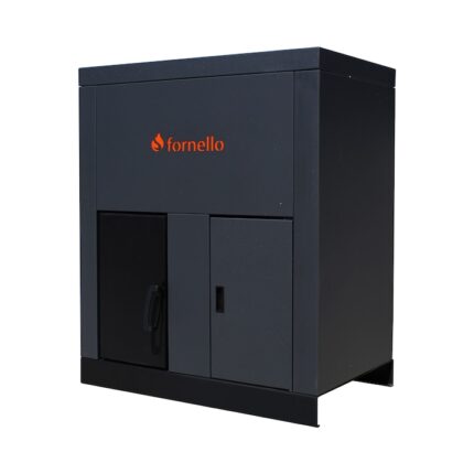 Centrala pe peleti Fornello Eco Energy 75 kW, echipata cu automatizare, afisaj digital, arzator fonta, curatare mecania a drumurilor de fum, buncar peleti integrat 180 kg