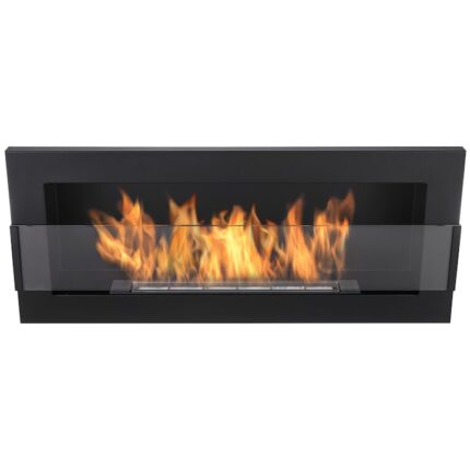 Bio Semineu cu biocombustibil Nice-House 900x400mm. Biosemineu cu bioetanol 900 mm negru cu sticla pentru a fi inglobat in perete sau de agatat pe perete