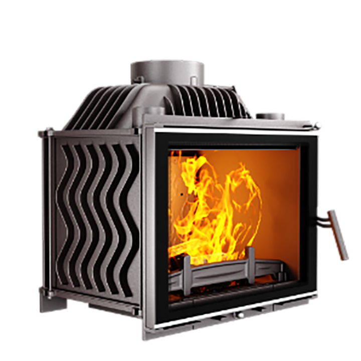 Semineu lemne Kawmet W17s Decor, 12.3 kW, fonta, usa cu sticla decorativa
