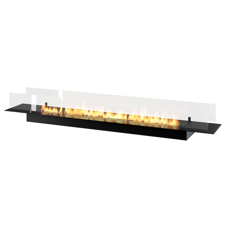 Semineu Insert Black 2000, InFire, Incastrabil, cu Bioetanol, 2000 mm x 320 mm x 85 mm, Otel, Cu sticla, Accesorii incluse