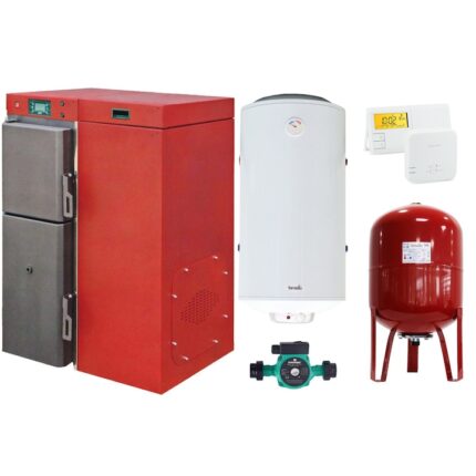Pachet Centrala mixta lemn si peleti, Fornello Tera 40 KW, aprindere electrica peleti, fara modificari la schimbarea combustibilului, buncar 120 kg, Boiler Termoelectric 100 litri, Pompa, Vas expansiune 50l si termostat