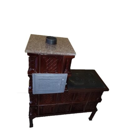Soba teracota mobila, Gospodarul, 4 randuri, plita mare, alimentare pe lung, cuptor stanga, maro, 120 cm x 112 cm x 57 cm