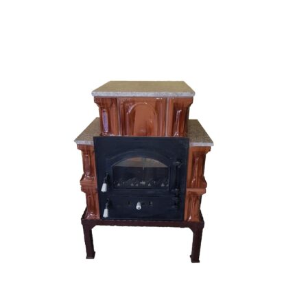 Semineu teracota mobil, Gospodarul, 3 randuri, usa sticla mare, bizantin savana, 90 cm x 67 cm x 46 cm