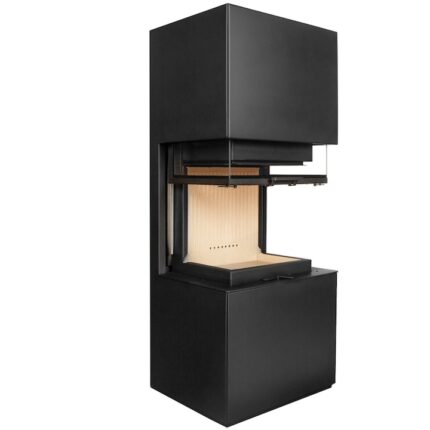 Semineu metalic A-CAMINETTI SCANDINAVIAN 65 S, freestanding, pe lemne, putere maxima 11 kW, randament 80%, negru