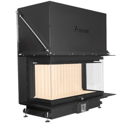 Focar semineu pe lemne model A-Caminetti CRYSTAL 110 MAX, German Edition, 3 laturi sticla, usa relevabila, 16 kW putere nominala
